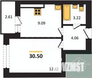 1-к квартира, вторичка, 31м2, 6/9 этаж