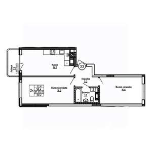 2-к квартира, вторичка, 60м2, 2/9 этаж