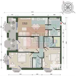 3-к квартира, сданный дом, 110м2, 4/9 этаж
