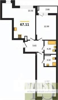 2-к квартира, вторичка, 67м2, 7/9 этаж
