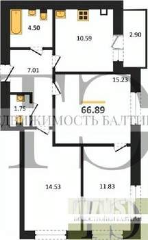 3-к квартира, вторичка, 67м2, 2/9 этаж