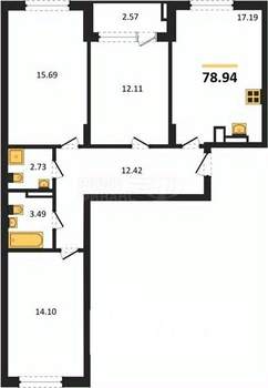 1-к квартира, вторичка, 39м2, 6/9 этаж
