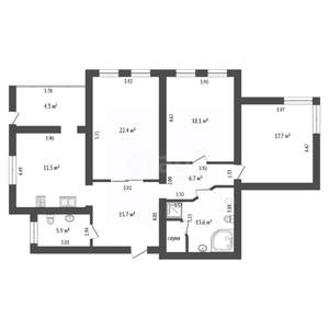 3-к квартира, вторичка, 118м2, 5/9 этаж