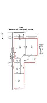 2-к квартира, вторичка, 64м2, 8/10 этаж