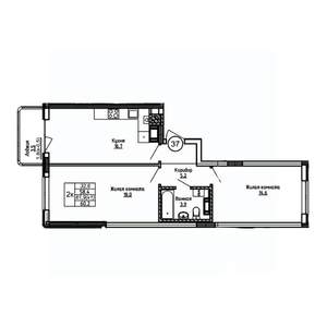 2-к квартира, вторичка, 60м2, 3/9 этаж