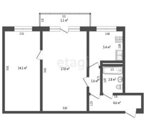 2-к квартира, вторичка, 46м2, 3/5 этаж