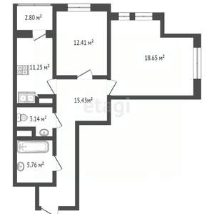 2-к квартира, сданный дом, 69м2, 18/25 этаж