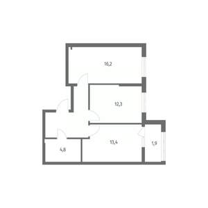 2-к квартира, вторичка, 58м2, 2/8 этаж