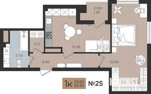 1-к квартира, вторичка, 56м2, 5/10 этаж