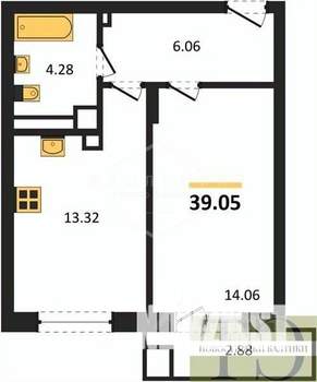 1-к квартира, вторичка, 39м2, 9/9 этаж