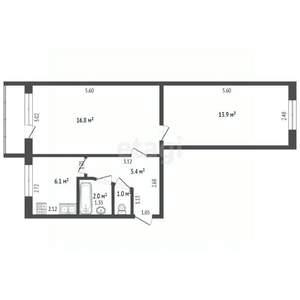 2-к квартира, вторичка, 45м2, 2/5 этаж