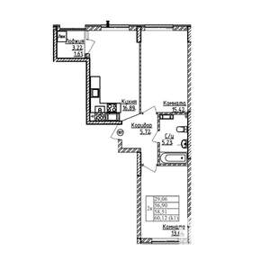 2-к квартира, вторичка, 59м2, 8/9 этаж