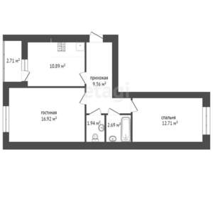 2-к квартира, вторичка, 56м2, 8/8 этаж
