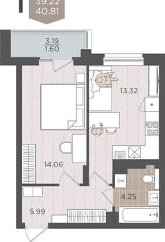 1-к квартира, вторичка, 39м2, 8/9 этаж