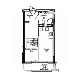 Студия квартира, вторичка, 31м2, 5/9 этаж