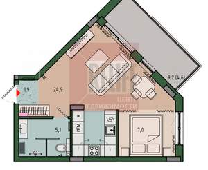 Студия квартира, вторичка, 44м2, 7/13 этаж