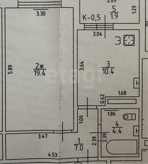 1-к квартира, вторичка, 43м2, 4/14 этаж
