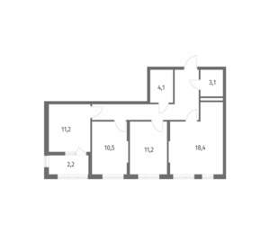 3-к квартира, строящийся дом, 75м2, 6/8 этаж