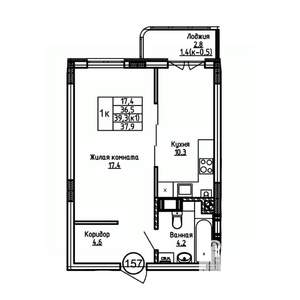 1-к квартира, вторичка, 38м2, 2/9 этаж