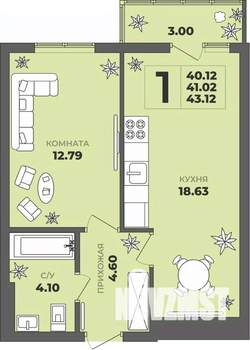 1-к квартира, вторичка, 41м2, 5/8 этаж