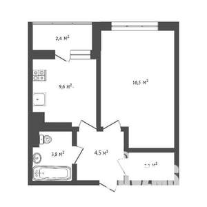 1-к квартира, вторичка, 37м2, 4/12 этаж