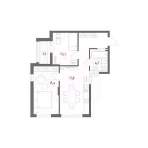 2-к квартира, строящийся дом, 58м2, 5/8 этаж