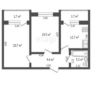 2-к квартира, вторичка, 67м2, 5/7 этаж