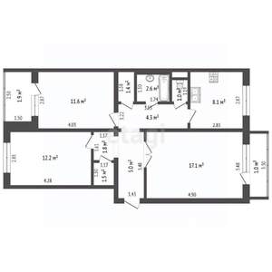 3-к квартира, вторичка, 67м2, 4/5 этаж