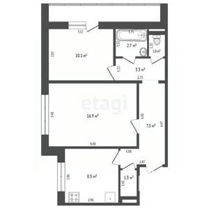 2-к квартира, вторичка, 51м2, 9/10 этаж