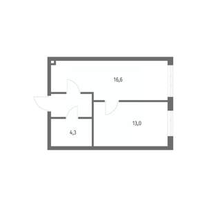 1-к квартира, строящийся дом, 38м2, 3/8 этаж