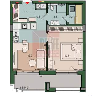 1-к квартира, вторичка, 47м2, 8/13 этаж