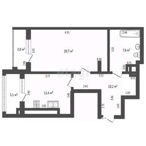 1-к квартира, вторичка, 53м2, 10/12 этаж