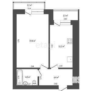 1-к квартира, вторичка, 46м2, 5/9 этаж