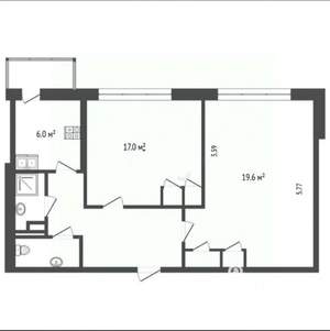 2-к квартира, вторичка, 49м2, 6/9 этаж
