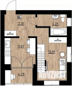 1-к квартира, строящийся дом, 54м2, 4/4 этаж