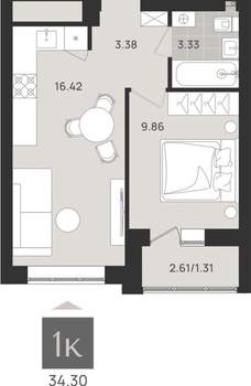 Студия квартира, вторичка, 34м2, 7/9 этаж