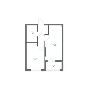 1-к квартира, строящийся дом, 39м2, 3/8 этаж