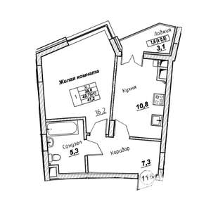 1-к квартира, вторичка, 41м2, 7/7 этаж