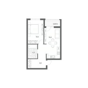 1-к квартира, вторичка, 43м2, 8/18 этаж