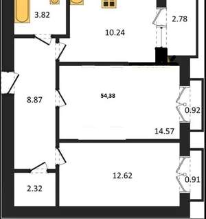 2-к квартира, вторичка, 56м2, 8/9 этаж