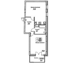 1-к квартира, вторичка, 60м2, 7/7 этаж