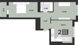 2-к квартира, вторичка, 58м2, 9/9 этаж
