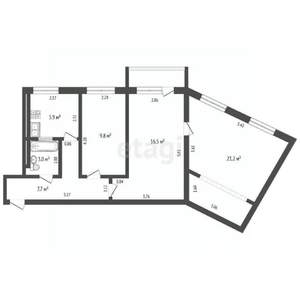 3-к квартира, вторичка, 64м2, 2/5 этаж