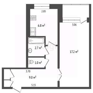 1-к квартира, вторичка, 33м2, 8/9 этаж