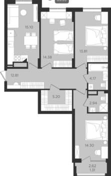 Студия квартира, вторичка, 84м2, 1/9 этаж