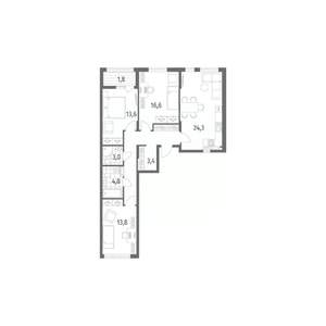 3-к квартира, вторичка, 94м2, 5/8 этаж