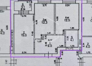 2-к квартира, вторичка, 53м2, 1/4 этаж