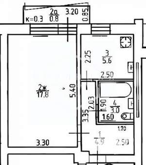 1-к квартира, вторичка, 31м2, 4/5 этаж