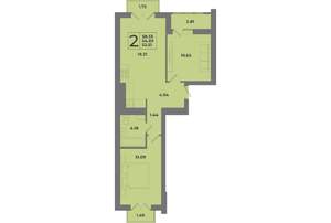 2-к квартира, строящийся дом, 59м2, 8/8 этаж