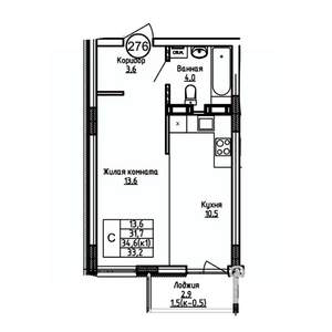 Студия квартира, вторичка, 33м2, 9/9 этаж